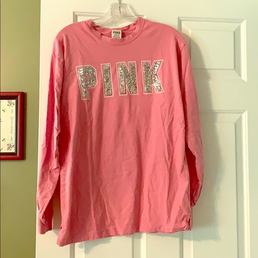 PINK sequined long sleeve shirt